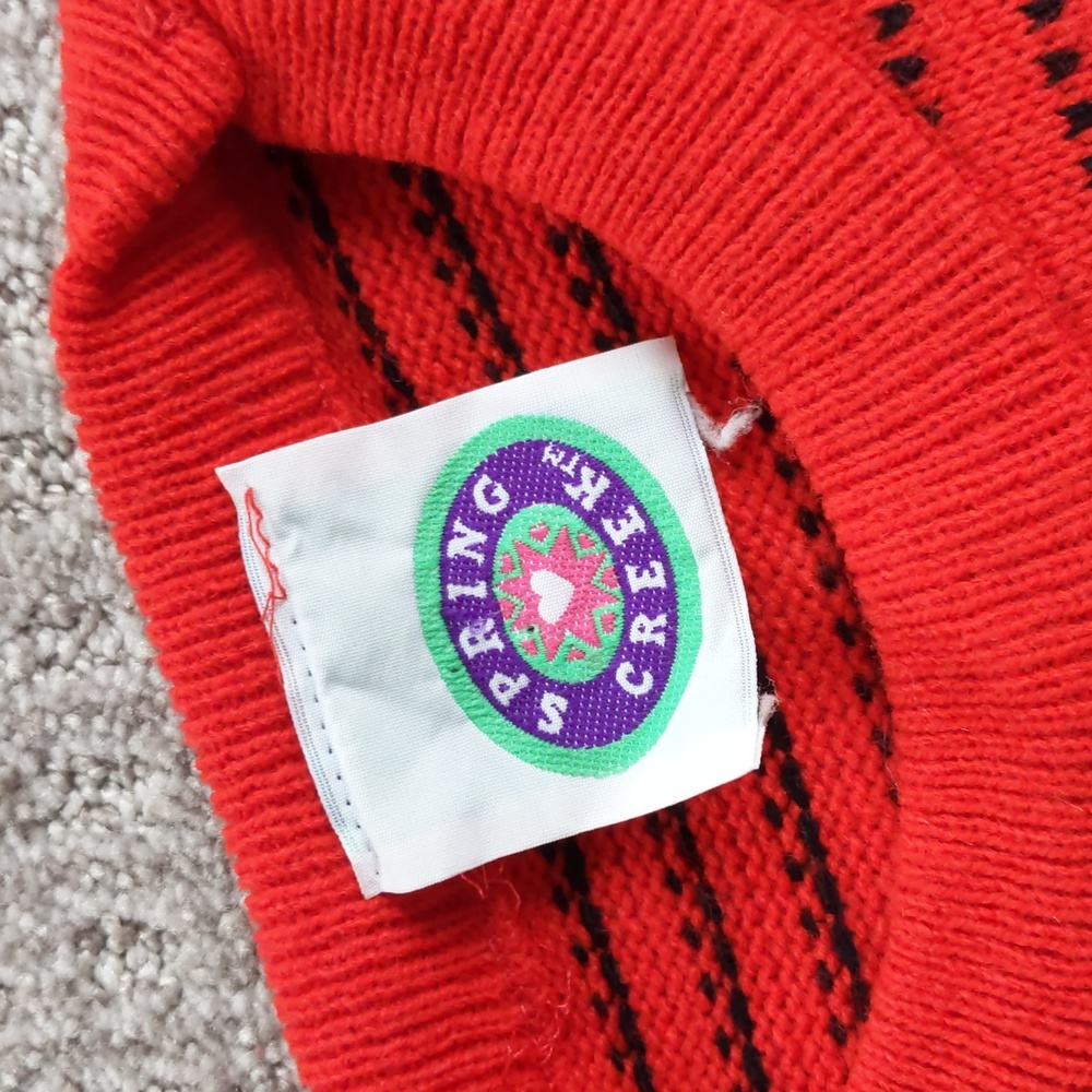 ADORABLE Vintage Kids Red/White Sheep Knit Sweater, Size 5-7 🐑♥️ - Picture 3 of 9